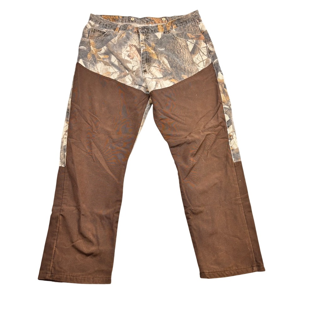 Wrangler Pro Gear Mens Realtree Camo Brush Guard Hunt Upland Pants 40x32 Brown